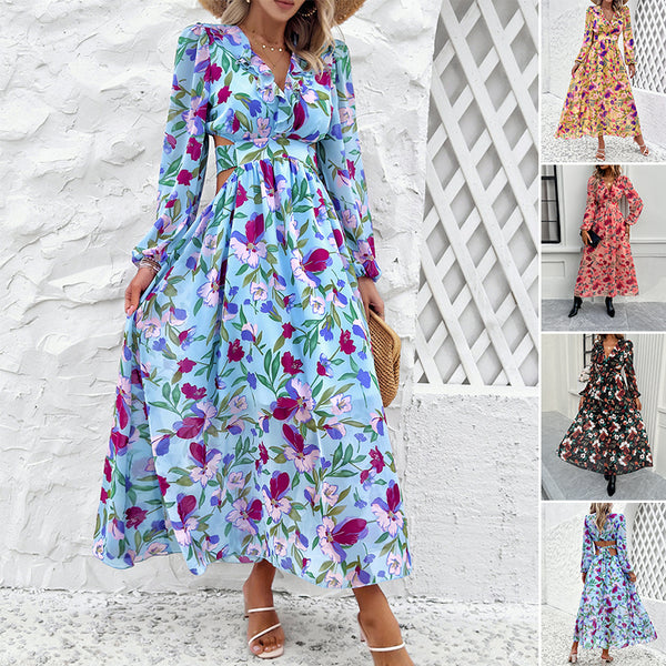 Floral V-Neck Dress | Women's Summer Dresses – Velmique